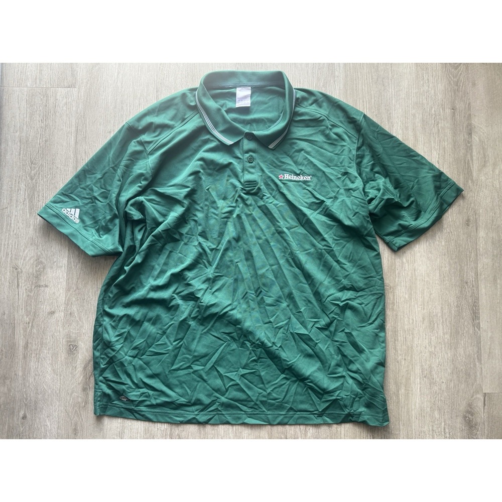 Adidas Climalite Heineken Polo Shirt Mens 2XL Green Performance Golf Logo